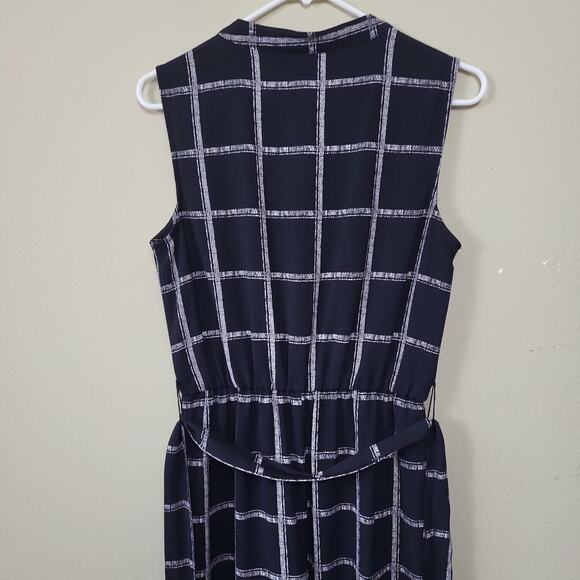 Y2K Office Siren Jumpsuit Black White Windowpane V Neck Officecore Corpcore Sm - Picture 3 of 9